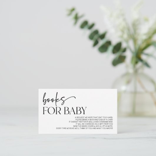 Moderne minimalistische Baby shower boeken voor Ba Informatiekaartje (Staand voorkant)