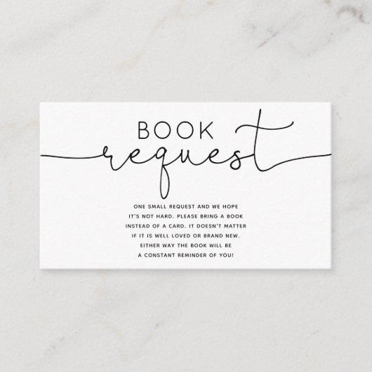 Moderne, minimalistische Baby shower Book Request  Informatiekaartje (Voorkant)