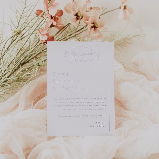 Moderne minimalistische Baby shower dank u Folie Uitnodiging