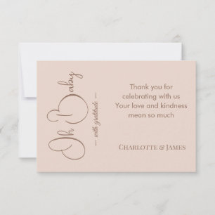 Moderne Minimalistische Baby Shower Poederblush Bedankkaart