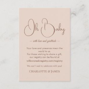 Moderne Minimalistische Baby Shower   Poederblush Informatiekaartje