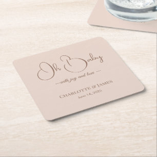 Moderne Minimalistische Baby Shower Poederblush Kartonnen Onderzetters