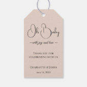Moderne Minimalistische Baby Shower | Poederroze Cadeaulabel (Achterkant)