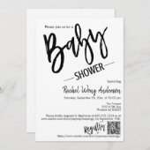 Moderne Minimalistische Baby shower QR-code voor s Kaart (Voorkant / Achterkant)