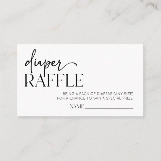 Moderne minimalistische Baby showers luier loterij Informatiekaartje (Voorkant)