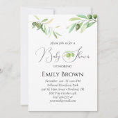 Moderne minimalistische baby showers olijftak kaart (Voorkant)