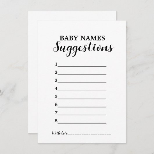 Moderne minimalistische Baby SUggetions naam game  Kaart (Voorkant / Achterkant)