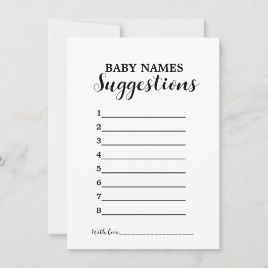 Moderne minimalistische Baby SUggetions naam game  Kaart (Voorkant)