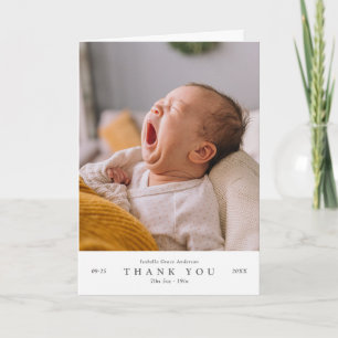 Moderne Minimalistische Babyfoto Twee Foto's Bedankkaart