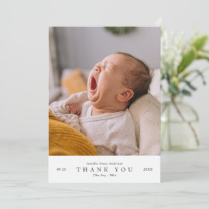 Moderne Minimalistische Babyfoto Twee Foto's Bedankkaart