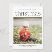 Moderne minimalistische baby's eerste kerstfoto feestdagenkaart (Voorkant)