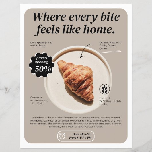 Moderne minimalistische bakkerijflyer flyer (Voorkant)