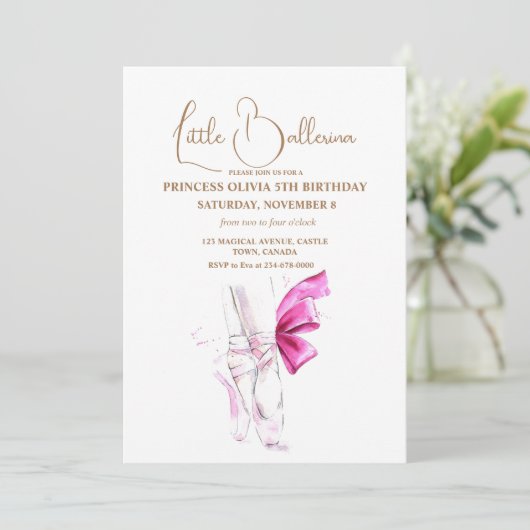 Moderne Minimalistische Ballerina Verjaardagsfeest Kaart (Staand voorkant)