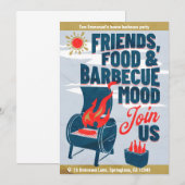 Moderne minimalistische barbeque feestuitnodigings kaart (Voorkant / Achterkant)