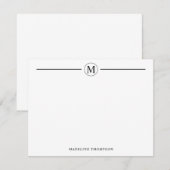 Moderne Minimalistische Basic Black Monogram Line Notitiekaartje (Voorkant / Achterkant)