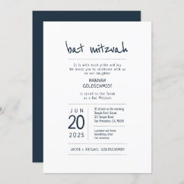 Moderne + minimalistische bat mitswa kaart