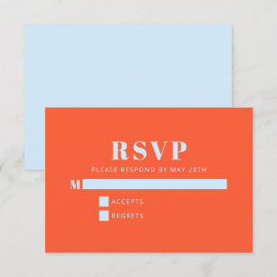 Moderne Minimalistische Bat Mitzvah Blauw Oranje RSVP Kaartje
