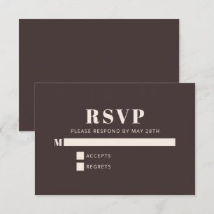Moderne Minimalistische Bat Mitzvah Bruine Op Maat RSVP Kaartje