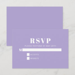 Moderne minimalistische bat Mitzvah Lavender Paars RSVP Kaartje