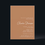 Moderne minimalistische Bat Mitzvah Script Terraco Kaart<br><div class="desc">Moderne minimalistische Bat Mitzvah uitnodiging in Boho Terracotta Brown</div>