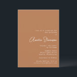 Moderne minimalistische Bat Mitzvah Script Terraco Kaart<br><div class="desc">Moderne minimalistische Bat Mitzvah uitnodiging in Boho Terracotta Brown</div>