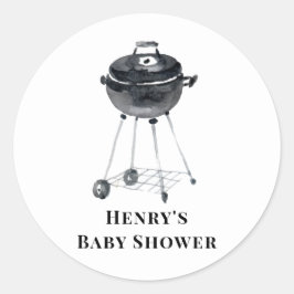 Moderne minimalistische BBQ Grill Baby shower Ronde Sticker
