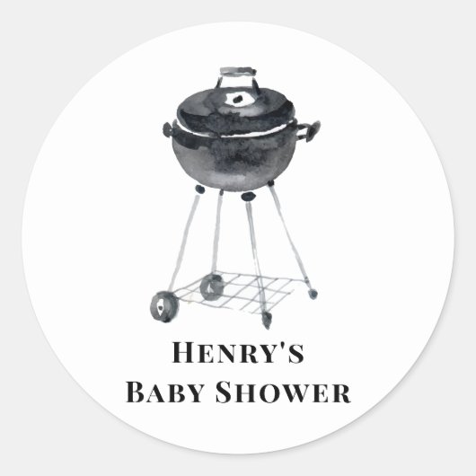 Moderne minimalistische BBQ Grill Baby shower Ronde Sticker (Voorkant)