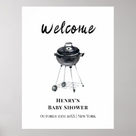 Moderne minimalistische BBQ Grill Baby shower Welk Poster