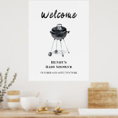 Moderne minimalistische BBQ Grill Baby shower Welk Poster (Keuken)