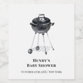 Moderne minimalistische BBQ Grill Baby shower Wijn Etiket (Enkel label)