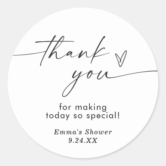 Moderne Minimalistische Bedank Sticker (Voorkant)