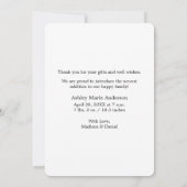 Moderne minimalistische Bedankt Baby (Achterkant)