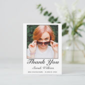 Moderne, minimalistische Bedankt met witte Afstude Briefkaart (Staand voorkant)