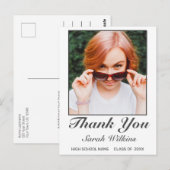 Moderne, minimalistische Bedankt met witte Afstude Briefkaart (Voorkant / Achterkant)