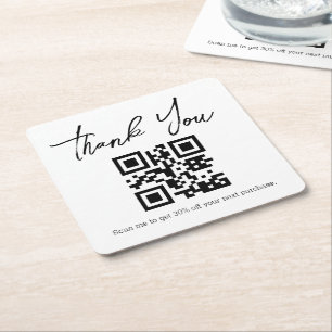 moderne minimalistische bedankt zakelijke qr-code kartonnen onderzetters
