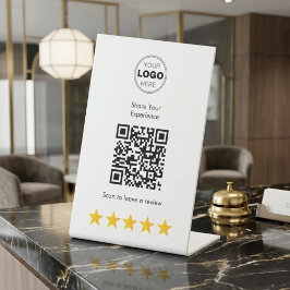 Moderne Minimalistische Bedrijfsbeoordeling QR-cod Reclamebord Met Voetstuk