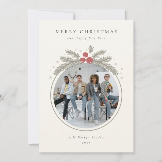 Moderne Minimalistische Bedrijfsfoto Vakantiekaart Feestdagenkaart (Voorkant)