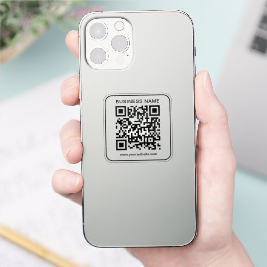Moderne minimalistische bedrijfsnaam URL QR-code T Sticker (Telefoon)