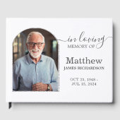 Moderne minimalistische begrafenisboogfoto gastenboek (Voorkant)