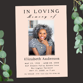 Moderne minimalistische begrafenisfoto Eenvoudig s Kaart