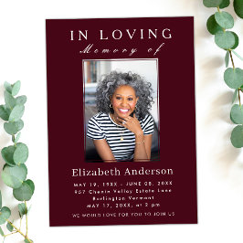 Moderne minimalistische begrafenisfoto Eenvoudig s Kaart