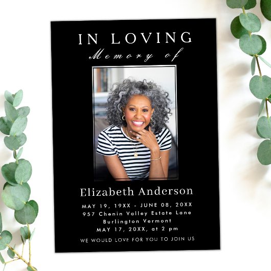 Moderne minimalistische begrafenisfoto Eenvoudig s Kaart
