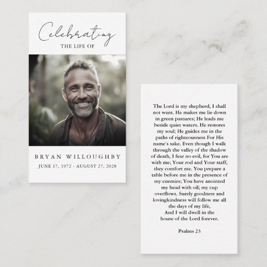 Moderne minimalistische begrafenisgebedsgebed Kaar Visitekaartje (Voorkant / Achterkant)