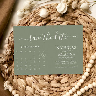 Moderne, minimalistische begroting voor groene age save the date