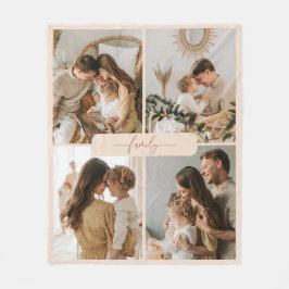 Moderne Minimalistische Beige 4 Familie Foto's Fleece Deken