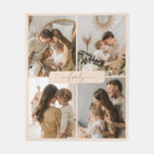 Moderne minimalistische Beige 4 familiefoto's Fleece Deken (Voorkant)
