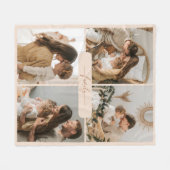 Moderne minimalistische Beige 4 familiefoto's Fleece Deken (Voorkant (Horizontaal))