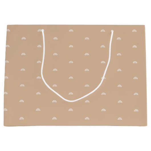Moderne minimalistische beige boho regenboog groot cadeauzakje (Voorkant)