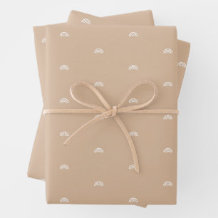 Moderne minimalistische beige boho regenboog inpakpapier vel