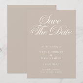 Moderne Minimalistische Beige Bruiloft Save The Date (Voorkant / Achterkant)